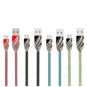 Réfléchissant en Nylon tressé Cable Micro USB pour la recharge et le transfert de données